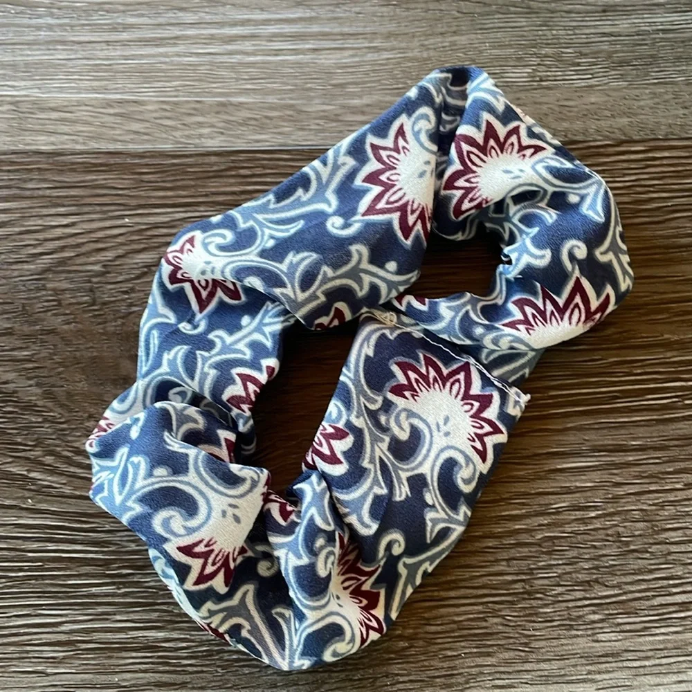 Set of Two Scrunchies - Purple and Blue Patterned